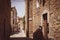 View of the characteristic alleys of the famous town of Pienza