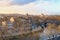 view of charles bridge and river in prague, photo as a background in old italian roman capital city, rome, italy