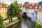 View from the Charles Bridge on the river and watermill