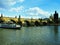 View of Charles Bridge from the Vltava River, pleasure boat