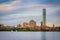 View of the Charles River and buildings in Back Bay at sunset f