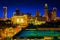 View of the Charlotte skyline at night, North Carolina.