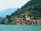 View of the charming fishing village of Peschiera Maraglio, Lake Iseo, Italy