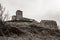 View of chateau de valere, sion, switzerland. Black and white picture.