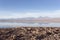 A view of Chaxa saltflat at sunset