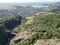 View of Cheddar village from a drone. Somerset, England, UK.