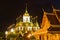 View of the Chedi Loha Prasat The Metal Temple, night. Bangkok, Thailand