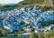 View of Chefchaouen blue town on the hill in Morocco