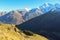 View from Cheget Mountain. Mountains in the snow. Elbrus region