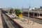 View of Chennai Beach railway station. Chennai Port in background.