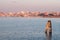 view of chiggia and sottomarina in venice at sunset