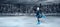 View of child  figure skater on winter lake