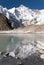 View of Cho Oyu mirroring in lake - Cho Oyu base camp