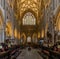 View of the Choir and central nave inside the historic Wells Cathedral