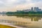 View of Chongqing skyline from Ciqikou Ancient Town during evening at Chongqing Yuzhong District , China : 23 October