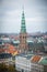 View from Christiansborg Castle tower. Down town of Copenhagen. Denmark