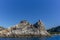 View of the church and castle of Porto Venere in Italy from the sea