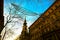 View of church and Christmas street decoration in Vienna