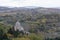 View on church, hills and vineyards from old town Montepulciano, Tuscany, Italy