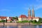 View on Church of the Holy Cross and St. Bartholomew, Odra river