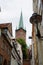 View of Church in Lubeck from a little alley