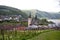 View on the church next to the rhine  in bingen am main in hessen germany