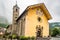 View at the Church of Notre Dame  Assumption in the streets of Valloire - France