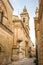 View at the Church of Saint Roch in the streets of Mdina in Malta