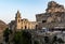 View at Church of San Pietro caveoso and on the top of the hill of Church of Saint Mary of Idris in Matera