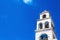 View on church tower with bell, Greece