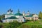 View of churches and Gostiny dvor from shaft of Kremlin in Suzdal, Russia