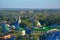 View of churches of Mikhali and of Konstantin and Elena from Belltower of Eufrosinia Suzdalskaya in Suzdal, Russia