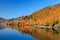 View of Chuzenji lake in autumn season with reflection water in