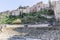 View of the circular stone bleachers of the Roman theater of Malaga