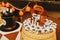 View of a circus-themed dessert table for a children\\\'s party