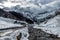 View of the Cirque de Gavarnie under cloudy sky