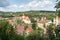 View of Cisnadie city from Cisnadioara fortified church,  medieval fortress on the hill near Sibiu,  Transylvania,  Romania