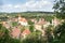 View of Cisnadie city from Cisnadioara fortified church,  medieval fortress on the hill near Sibiu,  Transylvania,  Romania