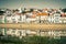 View of city Alcacer do Sal near the river Sado in Portugal