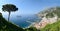 View of city of Amalfi with coastline