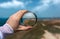 A view of the city of Anapa through the prism in his hand.