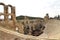 View of city of Athens from Acropolis city arena in front.