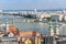 View of the city of Budapest with the Danube river, Margaret Bridge and domes of Saint Anne Parish Church