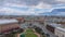 View of the city center of St. Petersburg from the observation deck in St. Isaac's Cathedral, heavy rain clouds over