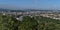 View of the city center of town Koblenz, Germany with rivers Rhine and Moselle and landmark Deutsches Eck.