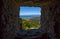 View of the city of Genoa from the window of the Forte Ratti in Genoa, Italy