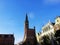 View of the City Hall with spire and clock tower in Gdansk, Poland