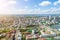 View of the city from a height. houses and streets.