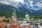 View of the city of Innsbruck and mountains