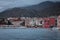 View of the city of Karlobag in the early morning winter hours. Waterfront view with bars and hotels visible